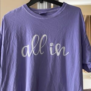 Clemson Light purple comfort colors t shirt